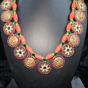 Coral Charm Short Bottu Mala with Kundan Setting