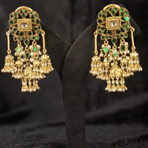 Emerald Glow Long Kundan Earrings