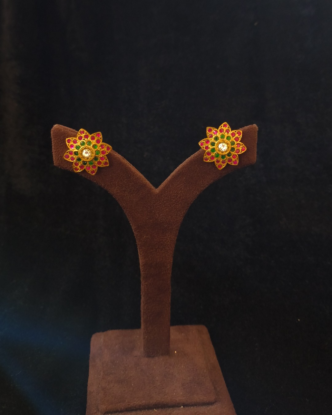 Floral Multicolor Stone Stud Earrings