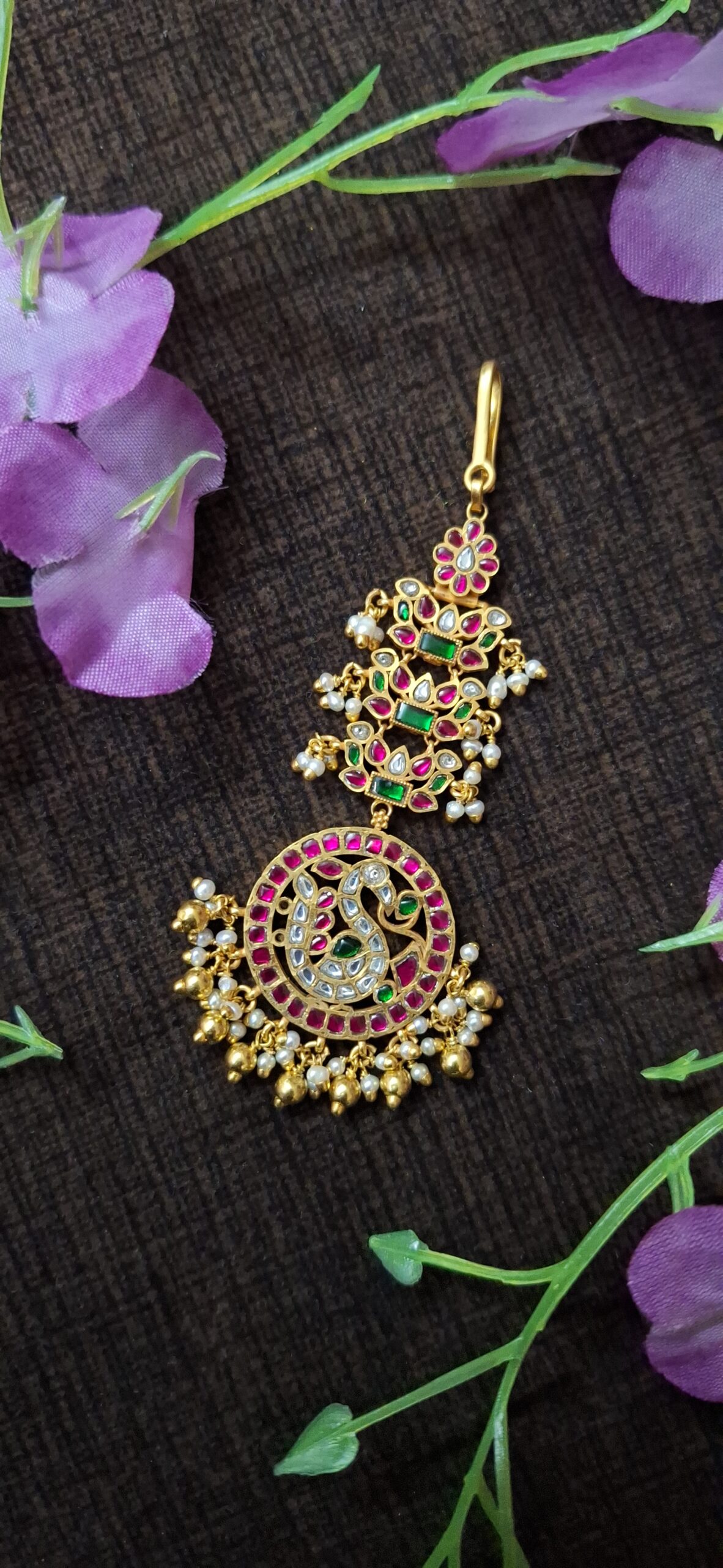 Kundan Peacock Maang Tikka
