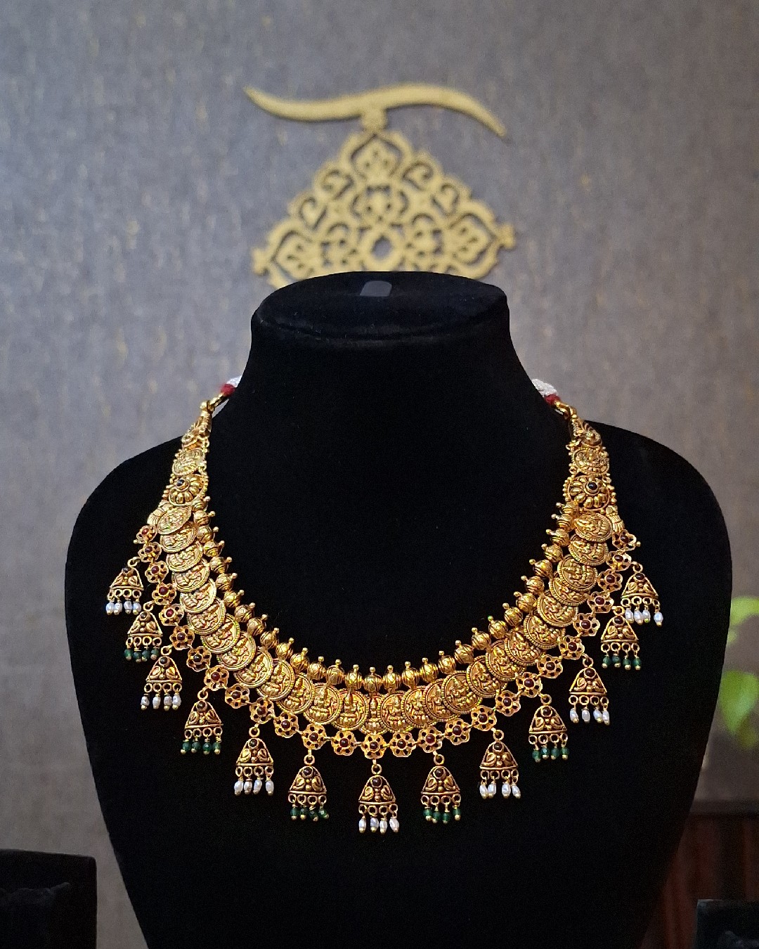 Lakshmi Kasu Jhumka Necklace