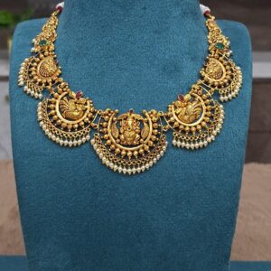 Antique Temple Ganesha Necklace with Pearl Drops