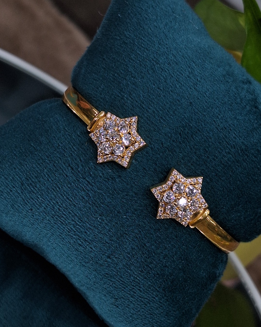 Twin Star CZ Open Gold Bracelet