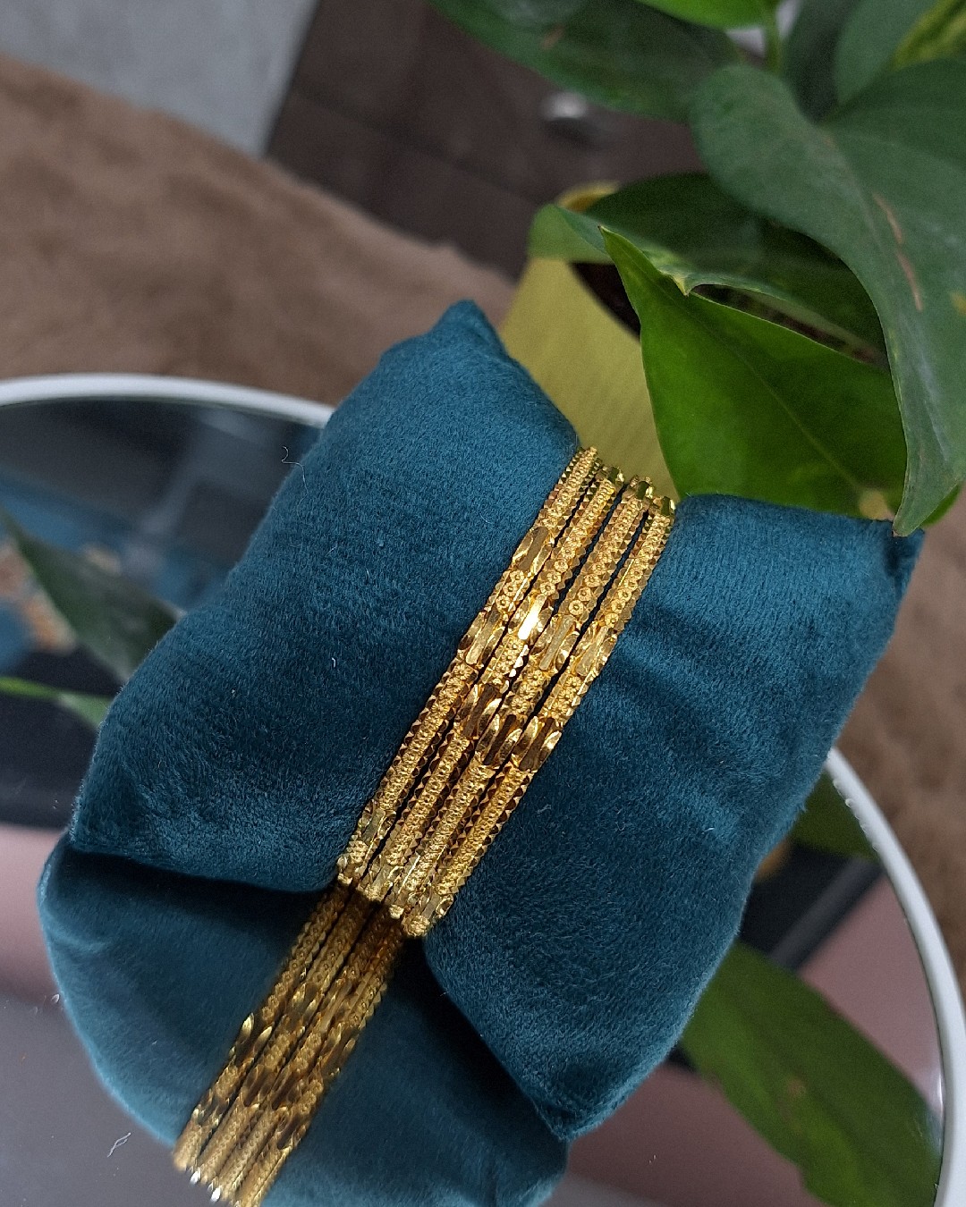Aura Textured Gold Bangles