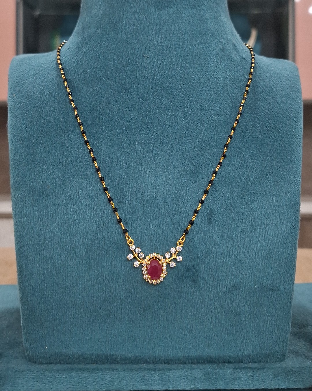 Ruby Bloom Mangalsutra Pendant Necklace