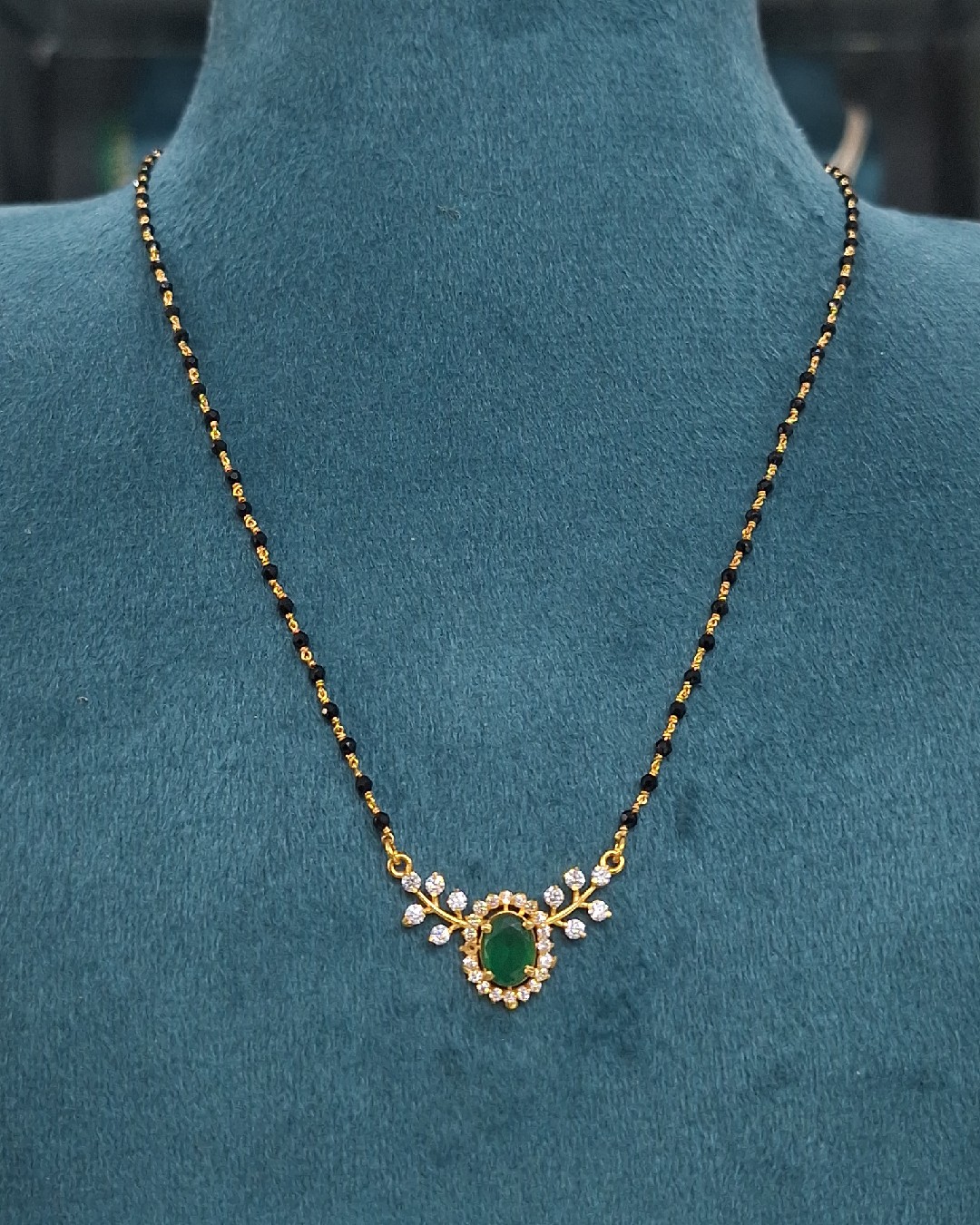 Emerald Bloom Mangalsutra Pendant Necklace
