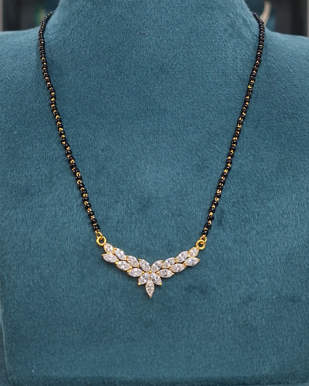 Luxe Leaf CZ Mangalsutra Necklace