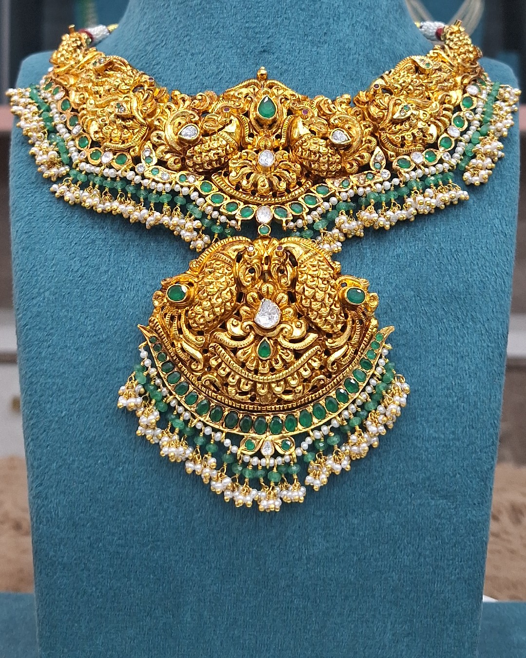Antique Peacock Temple Necklace