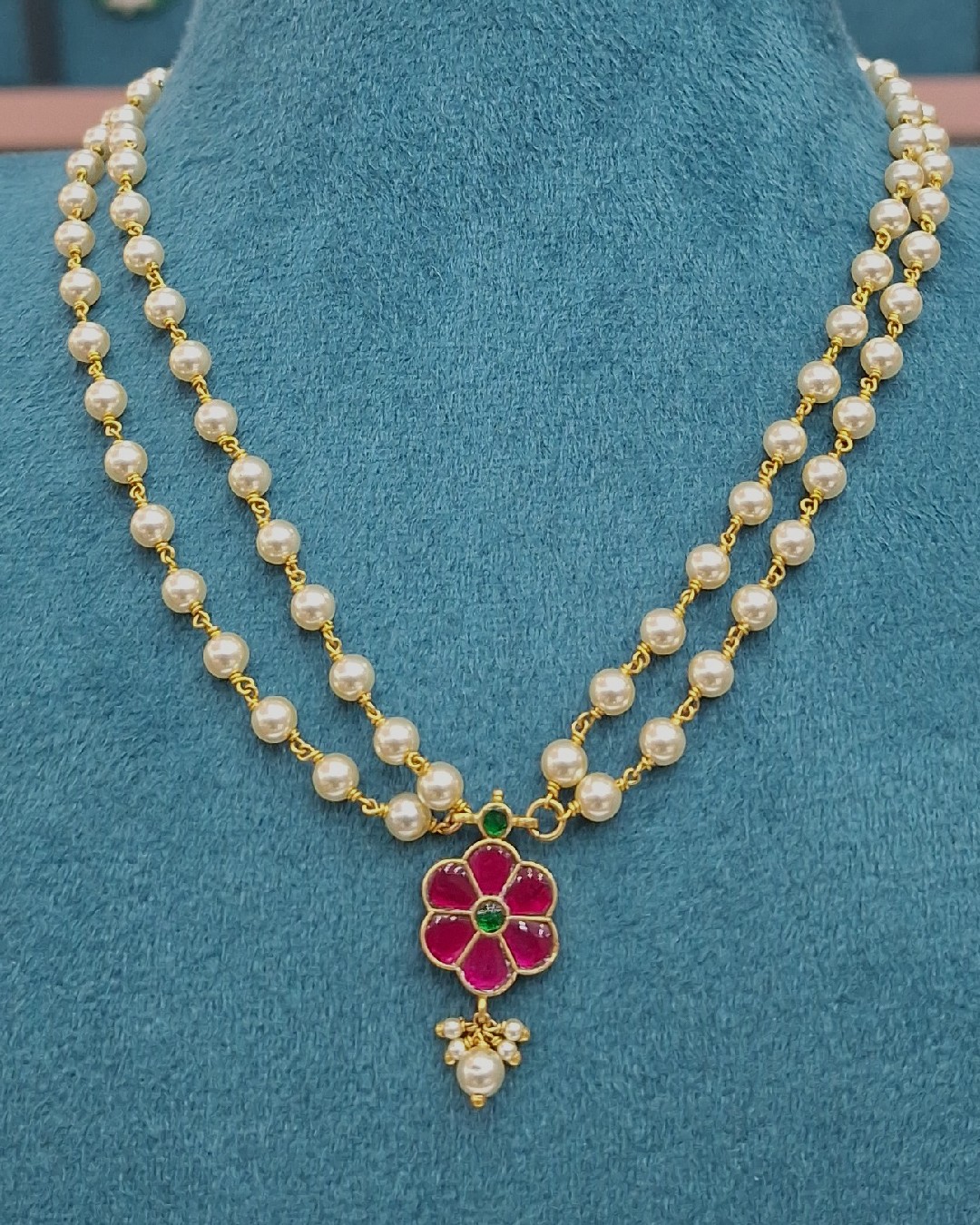 Floral Pearl Drop Necklace