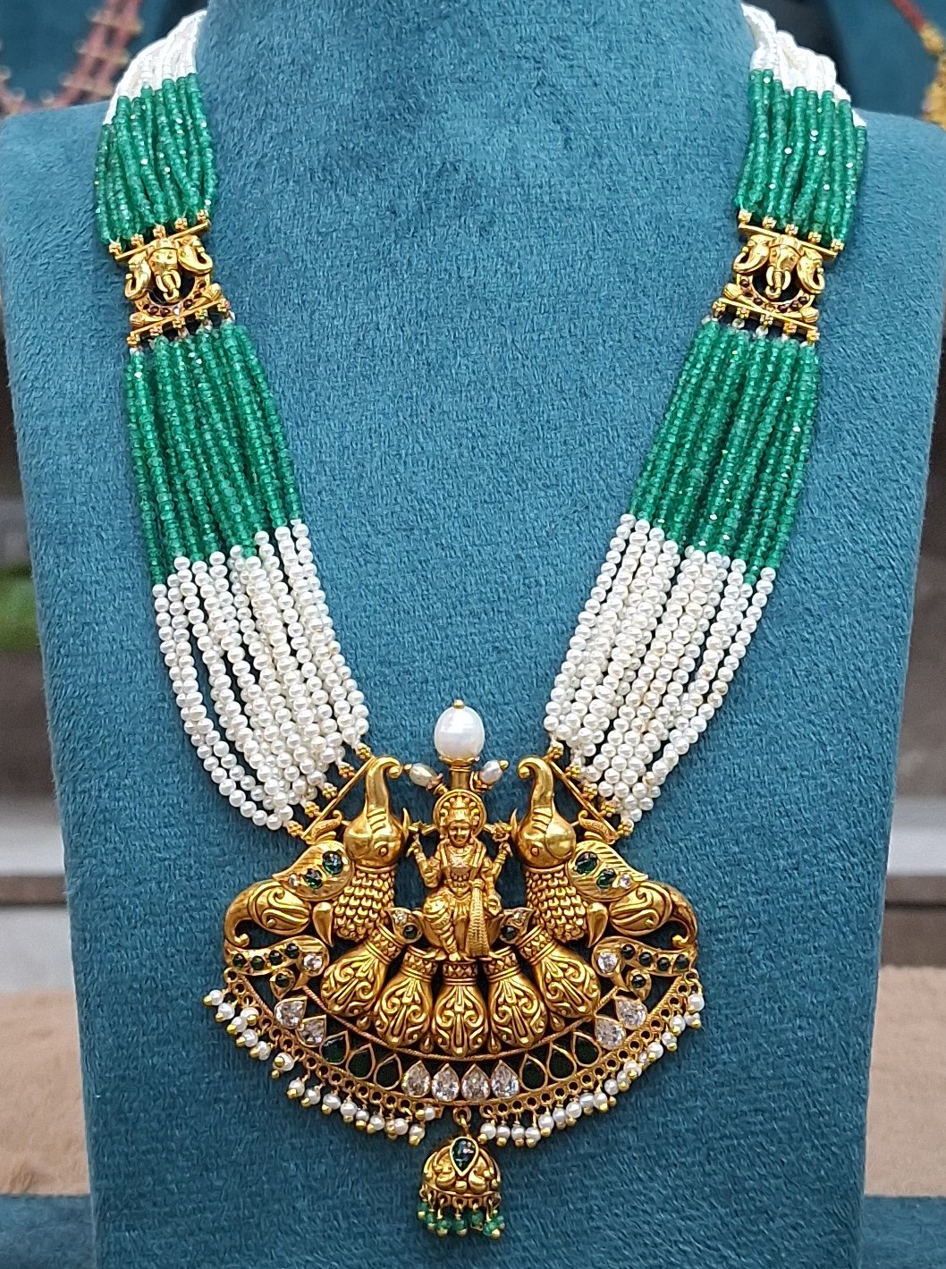 Emerald Pearl Temple Statement Necklace