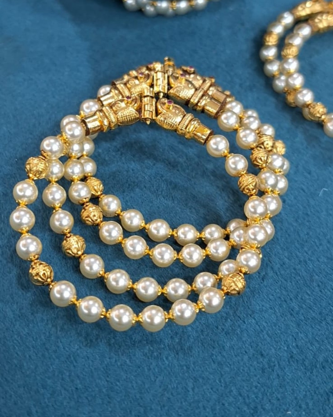 Pearl Elephant Temple Bangles