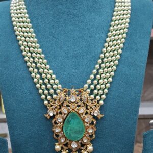 Emerald Pearl Layered Pendant Haram