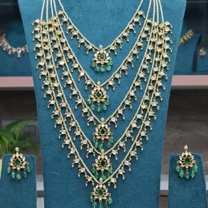 Emerald Cascade Layered Necklace Set
