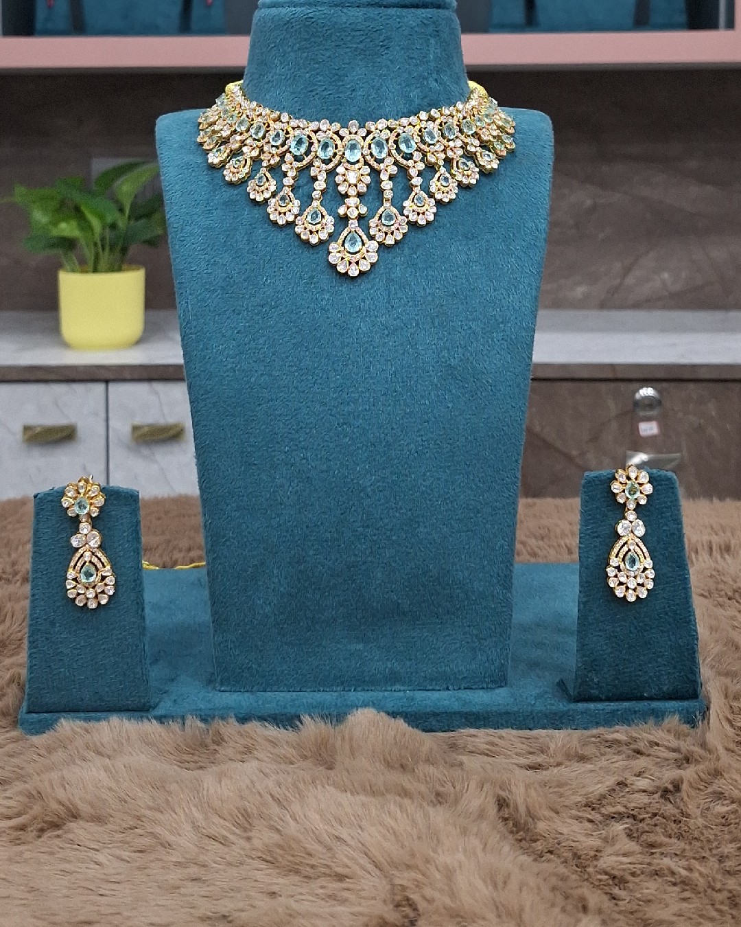 Aqua Drop Moissanite Choker Set