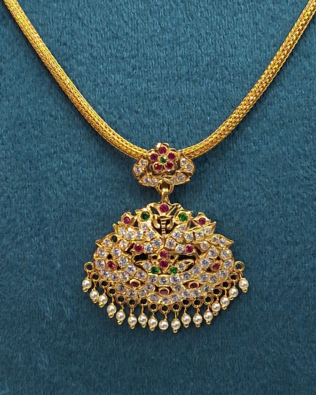 Traditional Pathakam Pearl Drop Necklace