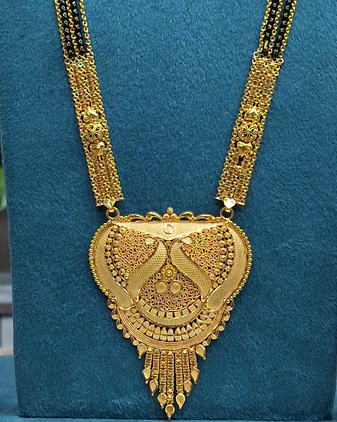 Antique Black Beads Gold Sheet Mangalsutra