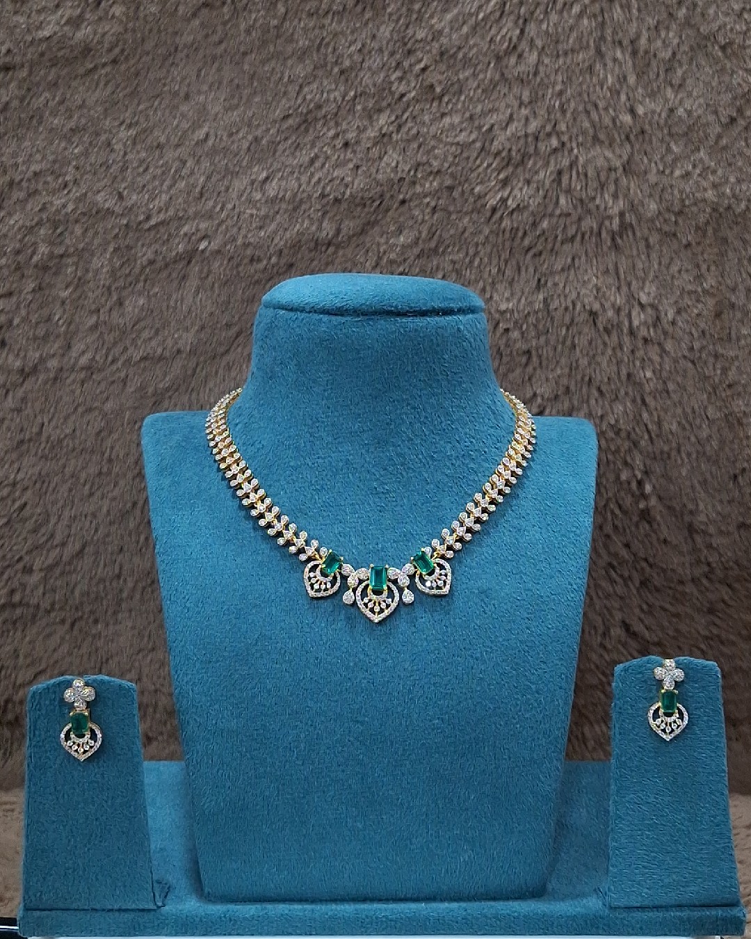 Emerald Charm Necklace Set