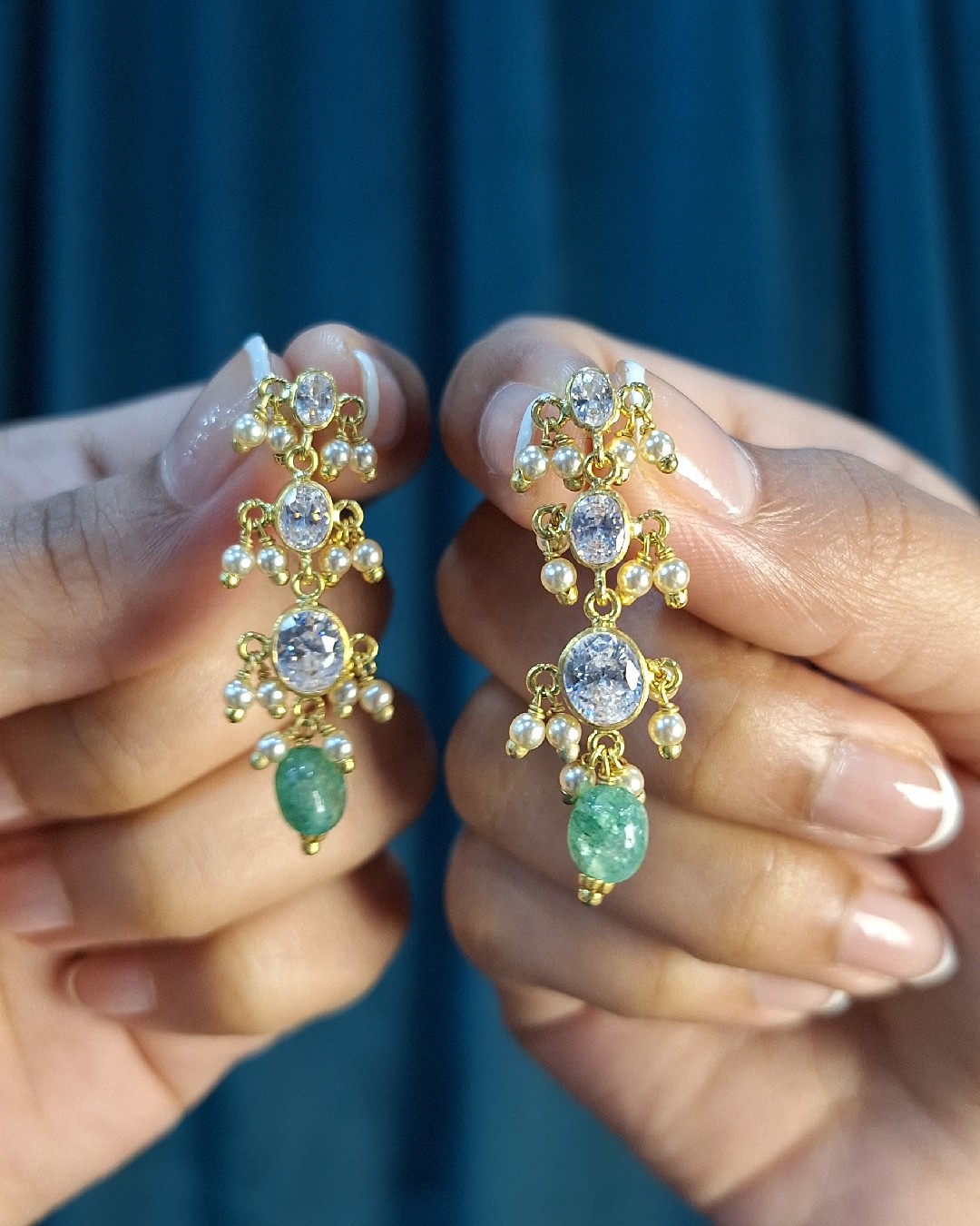 Emerald Pearl Dangler Earrings
