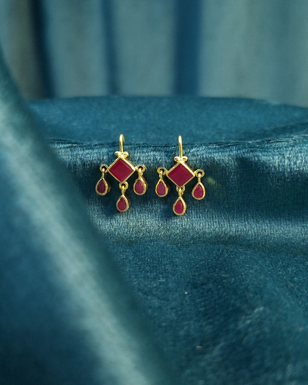 Ruby Diamond Drop Dangle Earrings