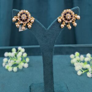 Indigo mossonite pearl studs