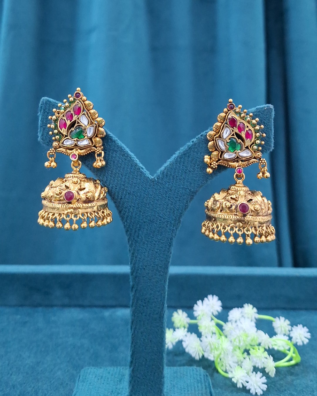 Heritage Ruby Emerald Jhumka