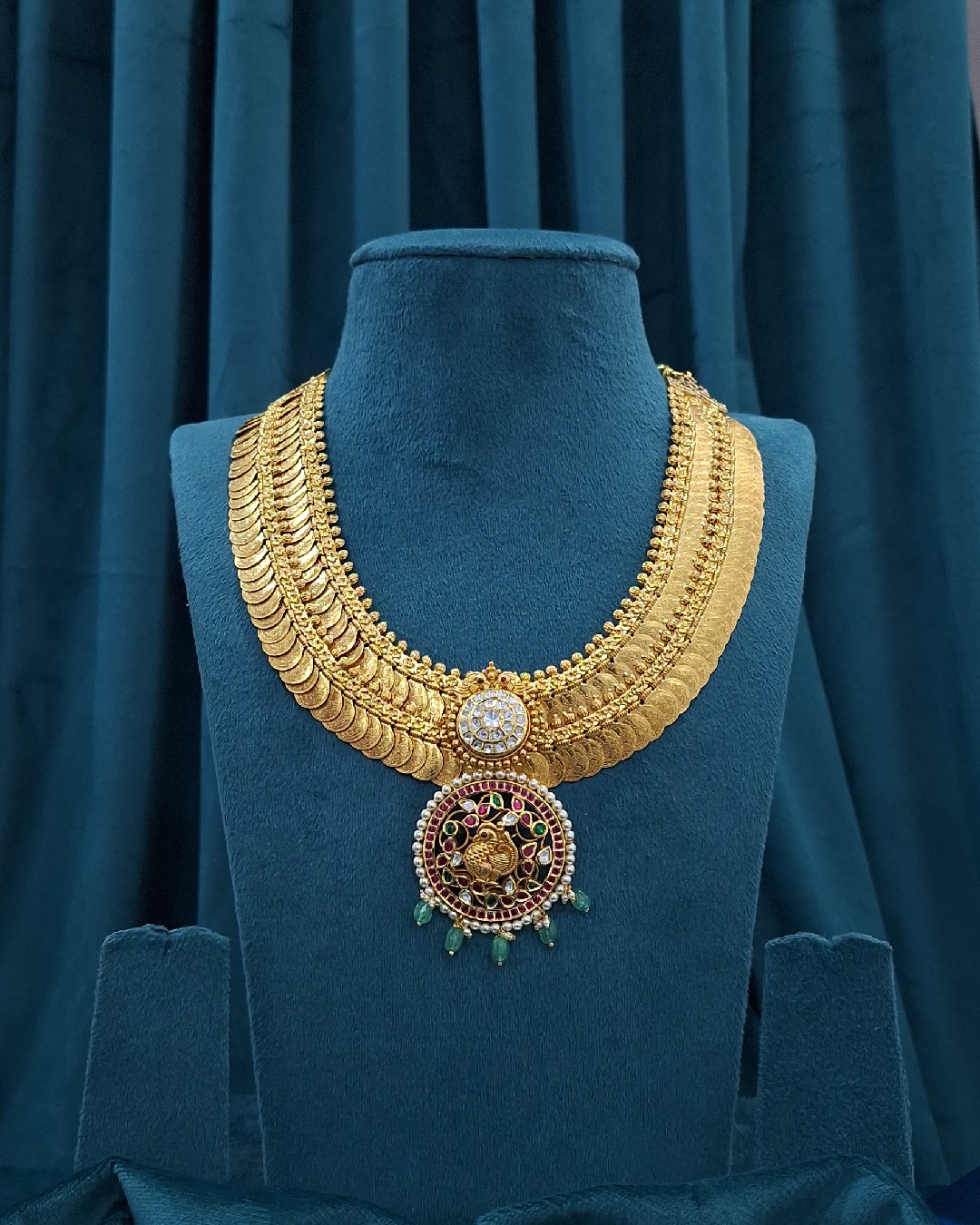 Royal Peacock Kasu Necklace