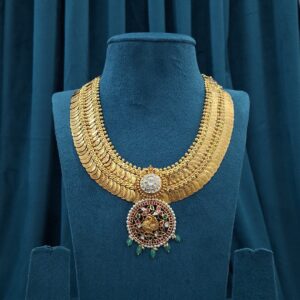 2 Layer Kasu Necklace with Detachable Kundan Pendant