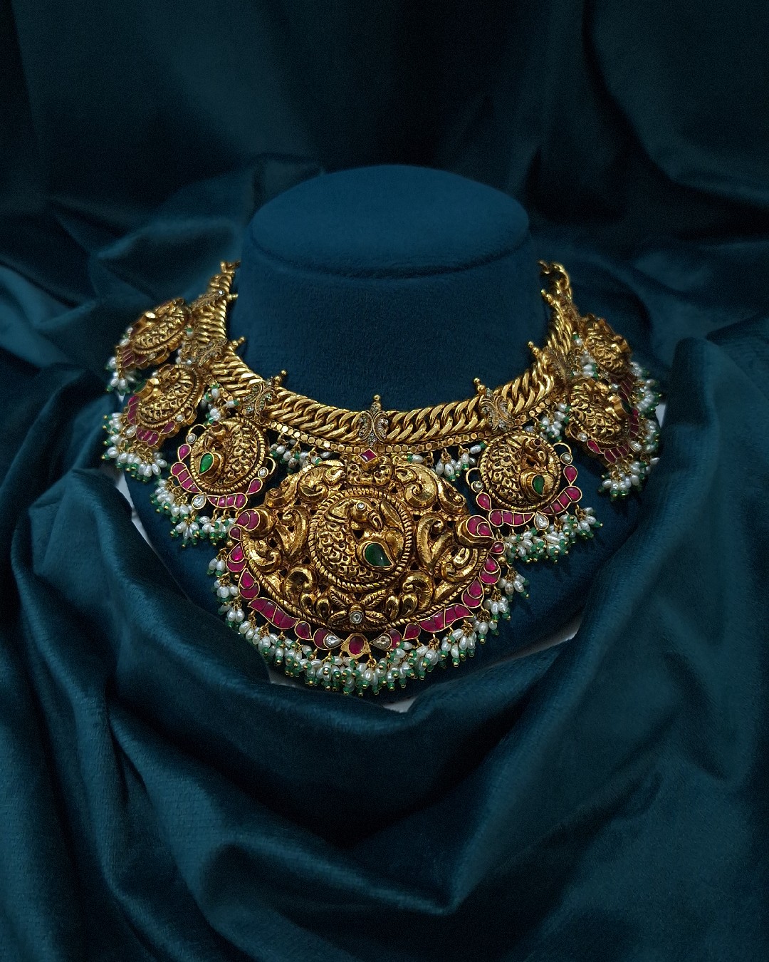 Jalebi Peacock Antique Necklace