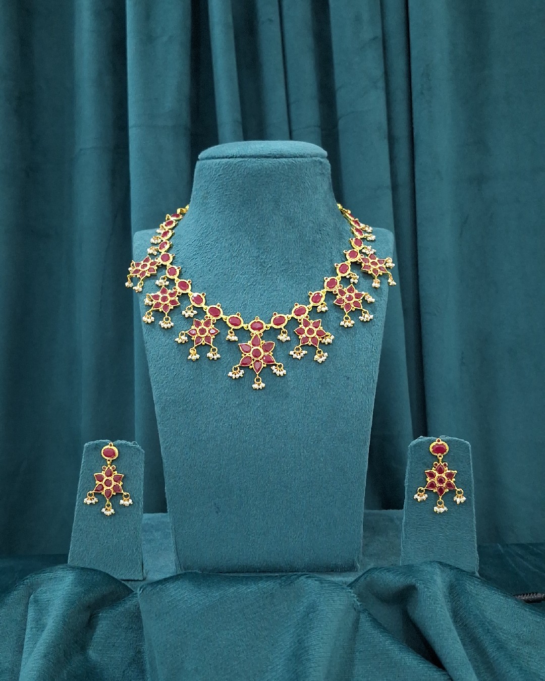 Crimson Blossom Necklace Set