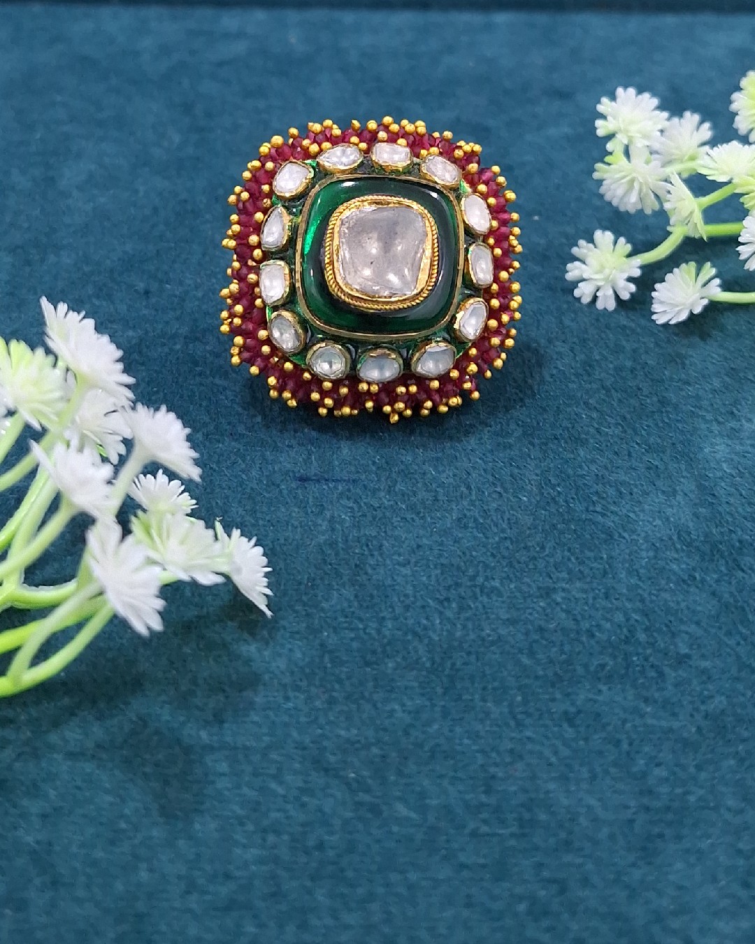 Square Polki Rajasthani Ring