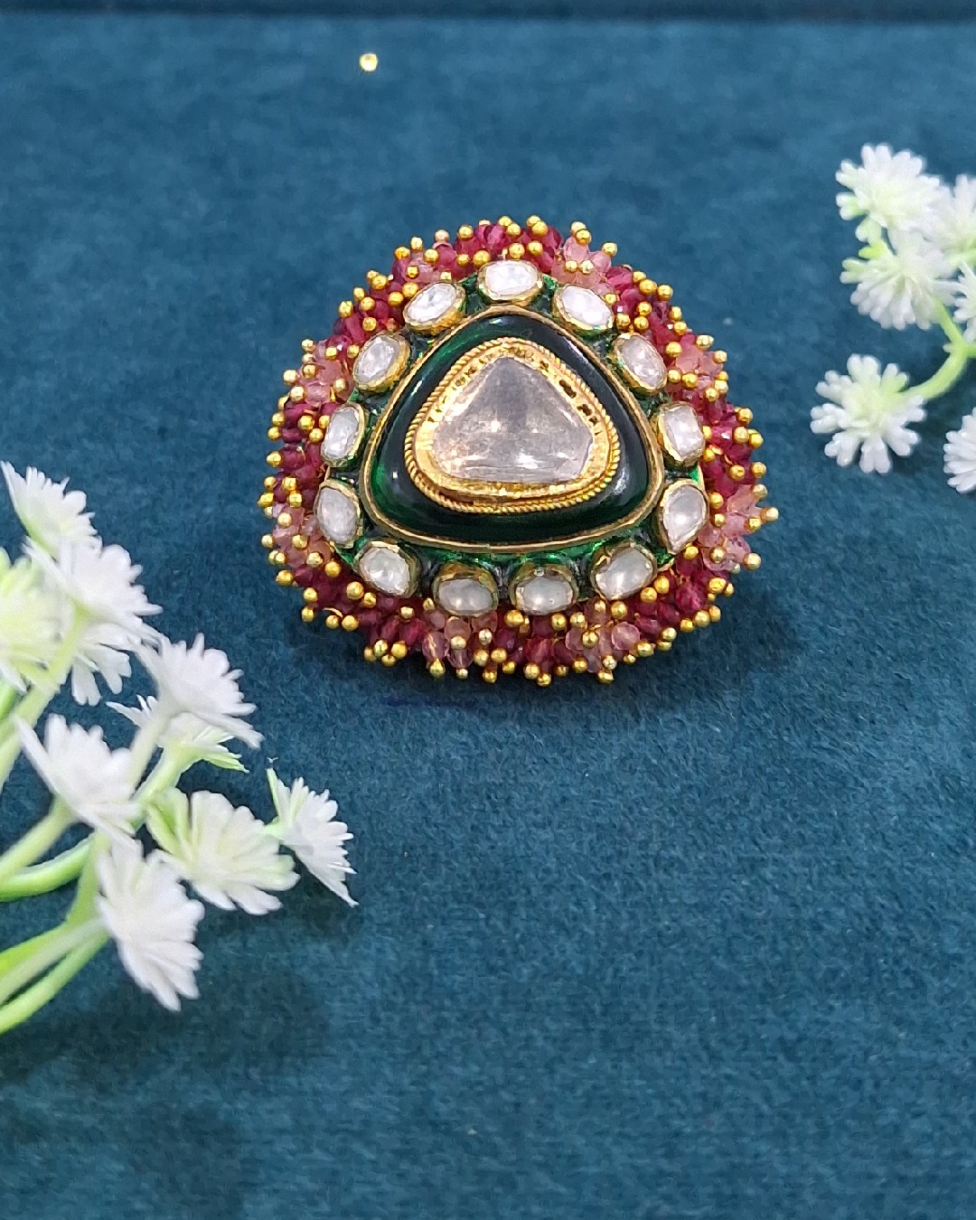 Trigon Polki Rajasthani Ring