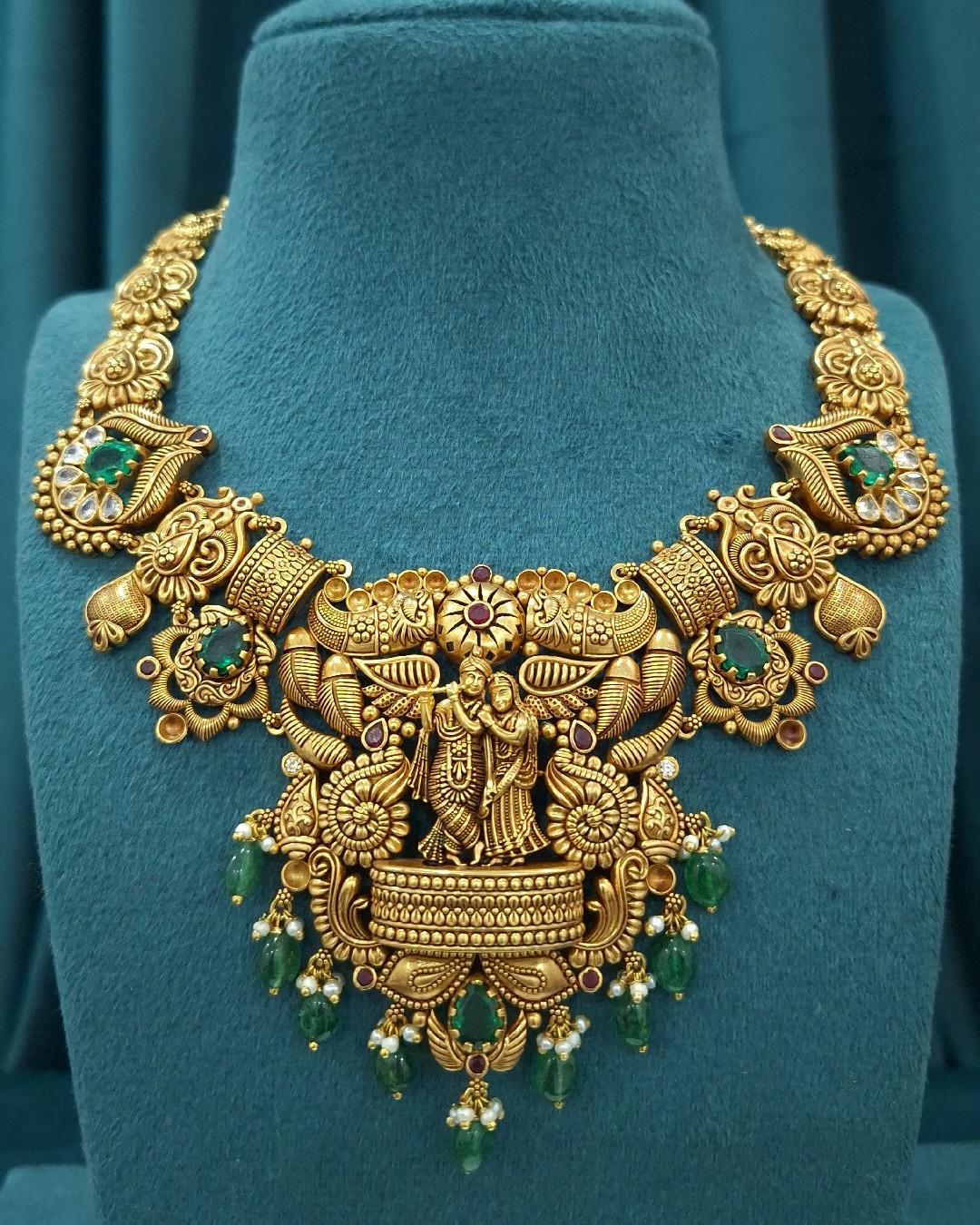 Radha Krishna Antique Temple Necklace