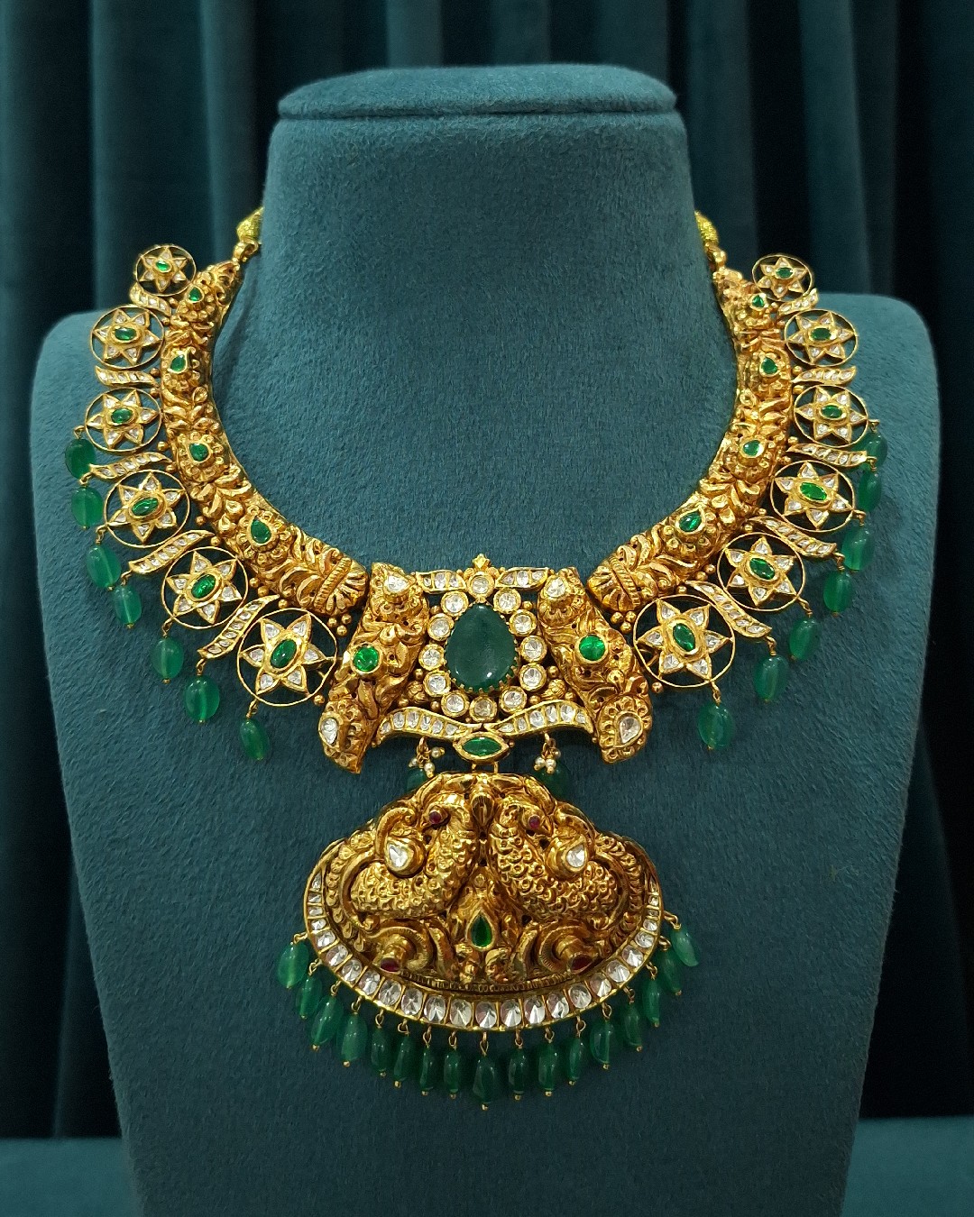 Peacock Emerald Temple Necklace