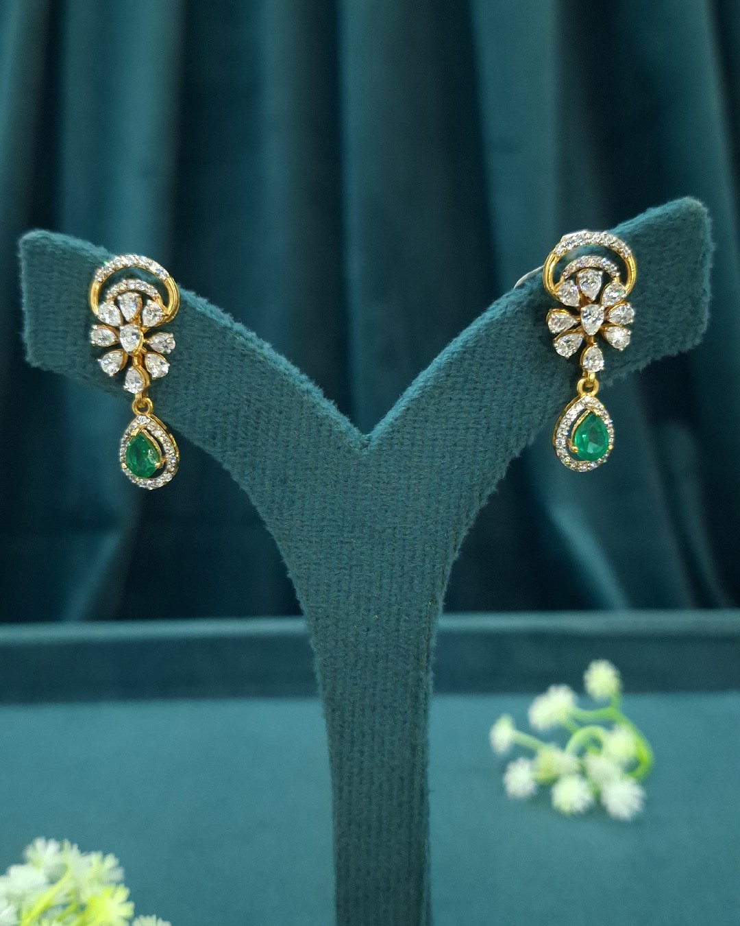 Emerald Bloom Drop Earrings