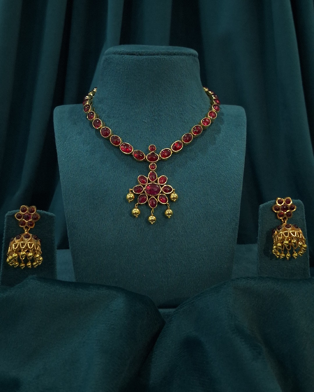 Ruby Floral Necklace Set
