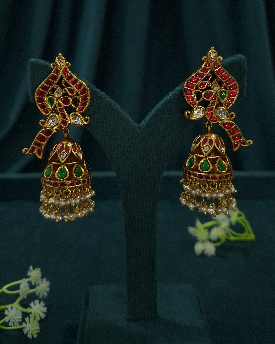 Kundan Peacock Jhumkas