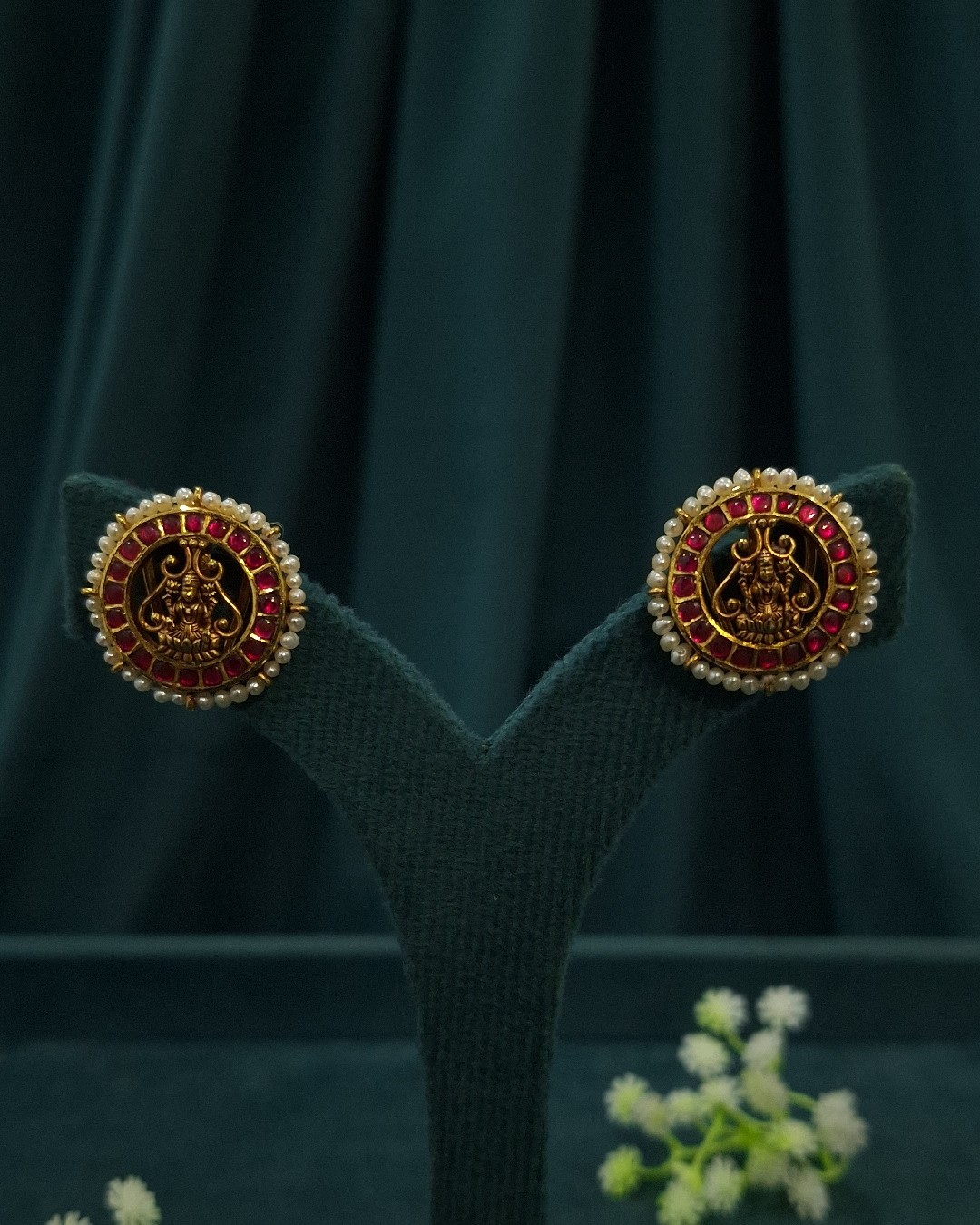 Lakshmi Temple Pearl Studs
