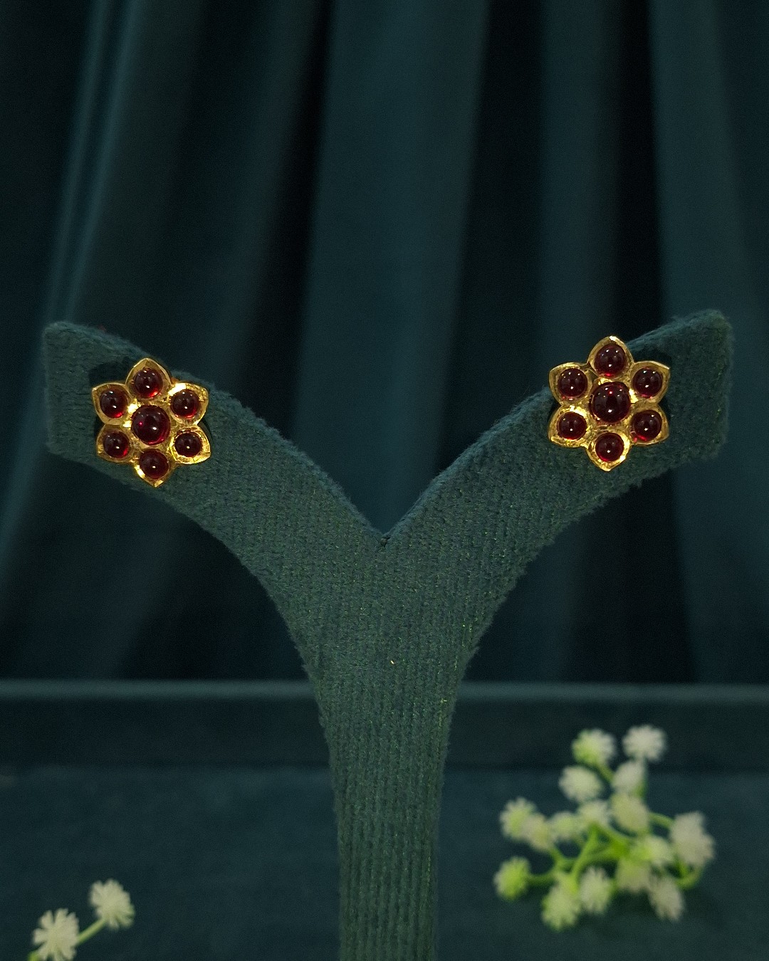 Ruby Floral Studs