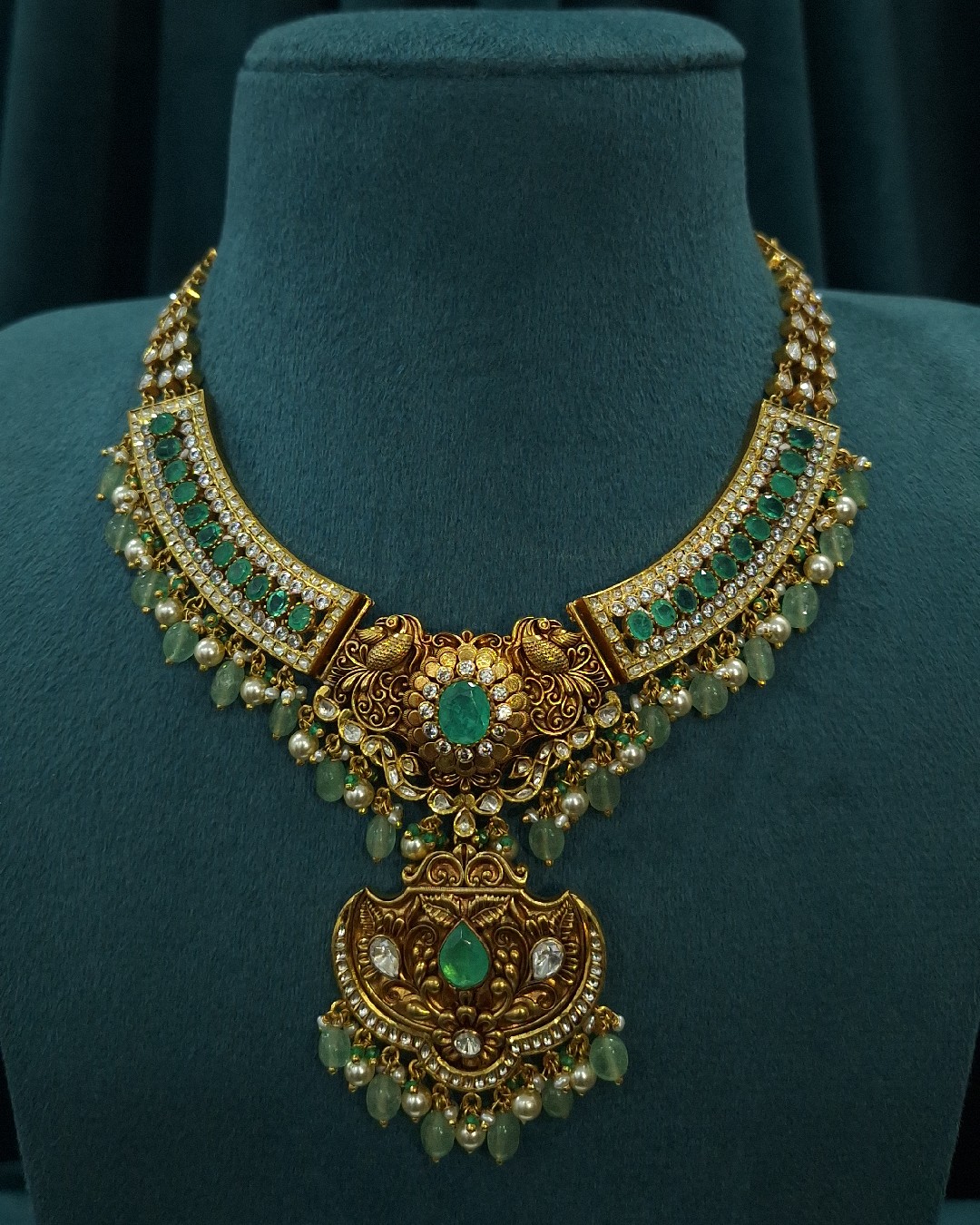 Russian Emerald Kundan Statement Necklace