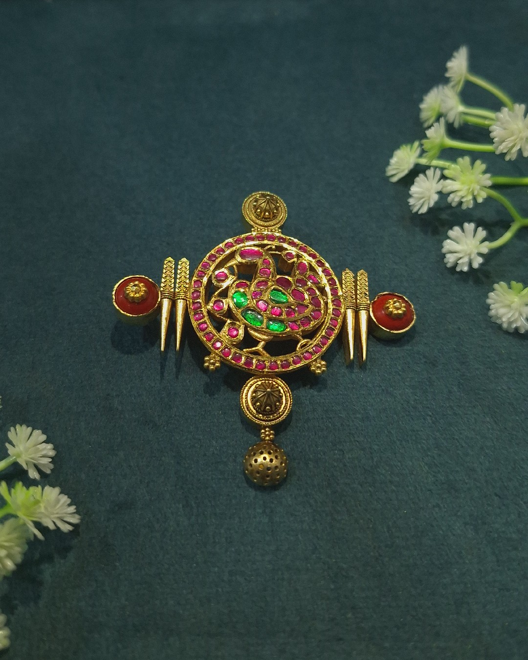 Kundan Coral Pendant