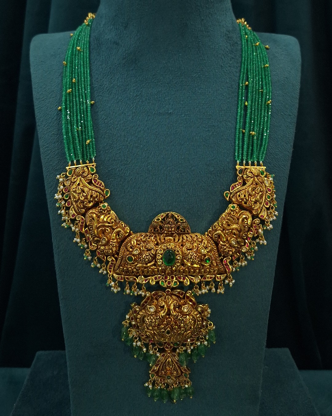 Nakshi Kundan Green Beads Necklace
