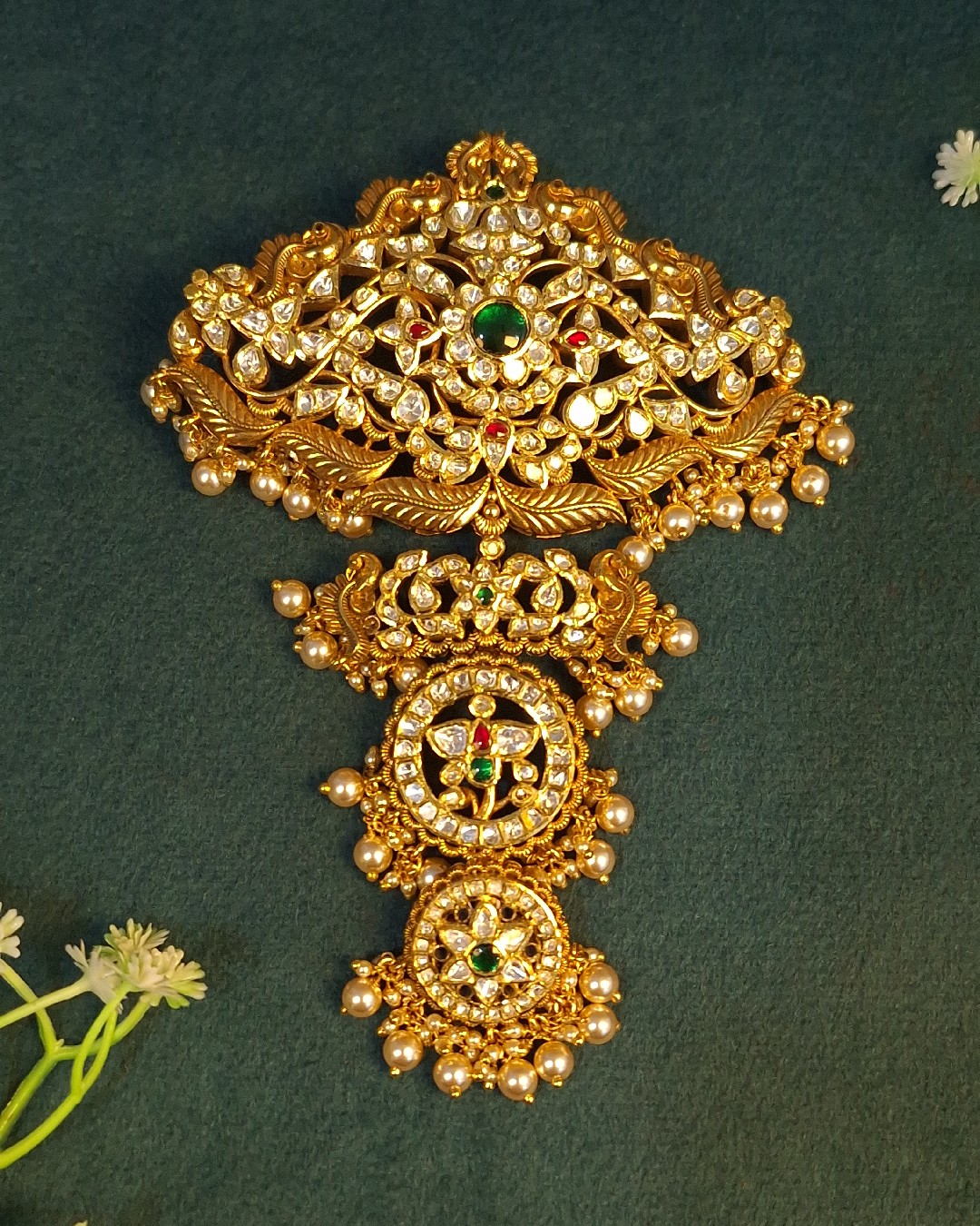 White Kundan Multi-Layer Pendant